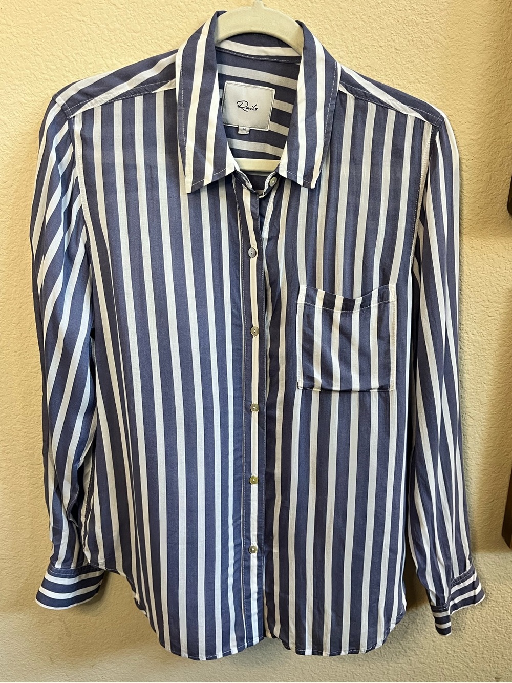 Rails Blue & White Striped Button Down Shirt | Size M